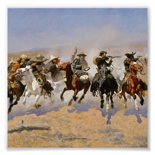 Frederic Remington Westerne Art "Dash for the Timb Foto Afdruk (Voorkant)