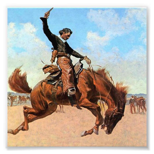 Frederic Remington Westerne Art "The Buck Jumper" Foto Afdruk (Voorkant)