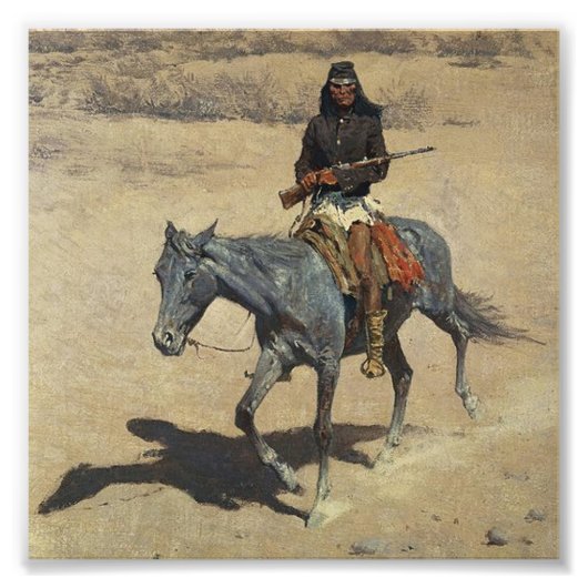 Frederic Remington Westerne kunst "Apache Scout" Foto Afdruk (Voorkant)
