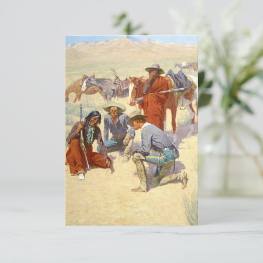 Frederic Remington Westerne kunst "Een kaart in he (Staand voorkant)