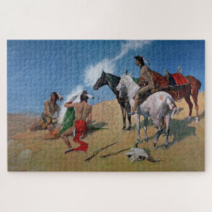 Frederic Remington Westerne kunst "rooksignalen" Legpuzzel