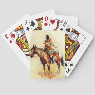 Frederic Remington Westerse Indiase Kunst “Een Ras Pokerkaarten
