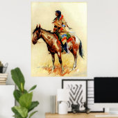 Frederic Remington Westerse Indiase Kunst “Een Ras Poster (Thuiskantoor)
