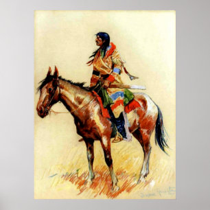 Frederic Remington Westerse Indiase Kunst “Een Ras Poster