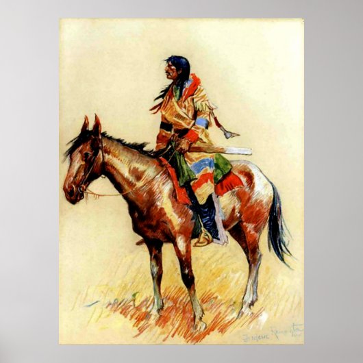 Frederic Remington Westerse Indiase Kunst “Een Ras Poster (Voorkant)