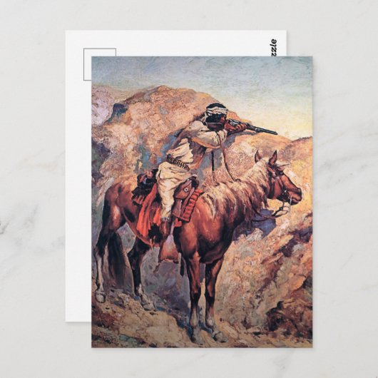 Frederic Remington Westerse Kunst “Apache Ambush” Briefkaart (Voorkant / Achterkant)