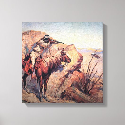 Frederic Remington Westerse Kunst “Apache Ambush” Canvas Afdruk (Voorkant)