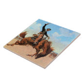 Frederic Remington Westerse Kunst “Bronco Buster” Tegeltje (Zijkant)