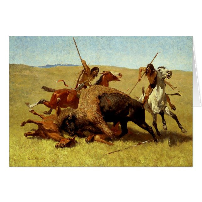 Frederic Remington Westerse Kunst “Buffeljacht” (Voorkant Horizontaal)