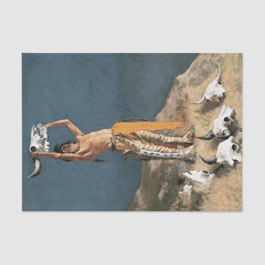 Frederic Remington Westerse Kunst 'De bizons terug Tissuepapier (Voorkant)