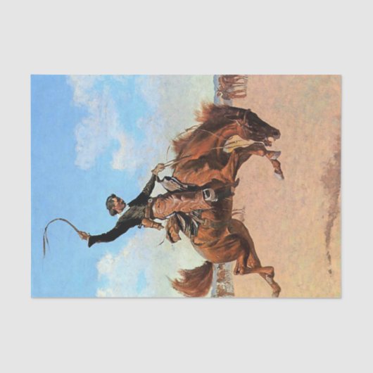 Frederic Remington Westerse Kunst “De Buck Jumper” Tissuepapier (Voorkant)
