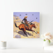 Frederic Remington Westerse Kunst “De Cowboy” Vierkante Klok (Huis)
