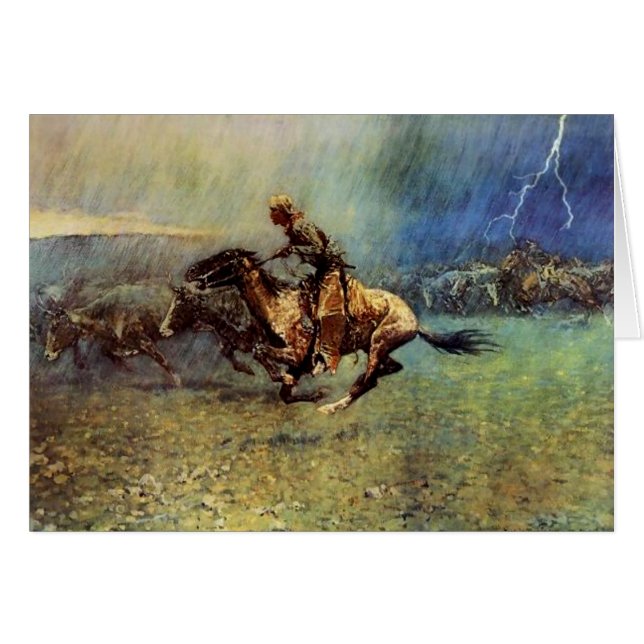 Frederic Remington Westerse Kunst “De Stampede” (Voorkant Horizontaal)