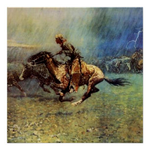 Frederic Remington Westerse Kunst “De Stampede” Poster