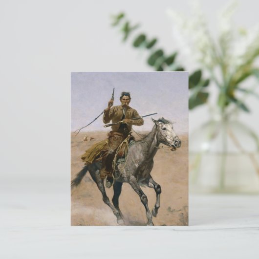 Frederic Remington Westerse Kunst “De Vlucht” Briefkaart (Staand voorkant)