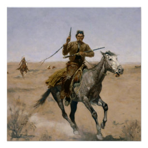 Frederic Remington Westerse Kunst “De Vlucht” Perfect Poster