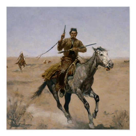 Frederic Remington Westerse Kunst “De Vlucht” Perfect Poster (Voorkant)
