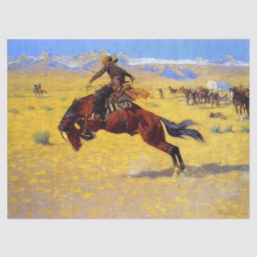 Frederic Remington Westerse Kunst “Een Koude Ochte Tissuepapier (Voorkant)