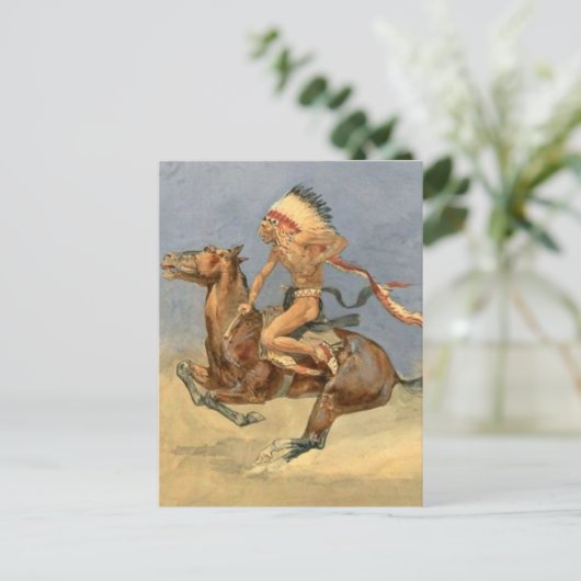 Frederic Remington Westerse Kunst “Pony War Dance” Briefkaart (Staand voorkant)