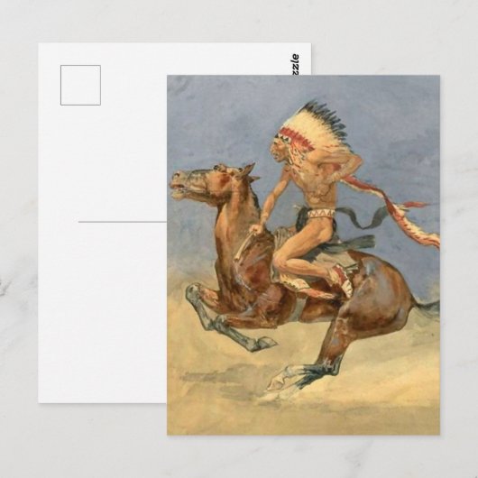 Frederic Remington Westerse Kunst “Pony War Dance” Briefkaart (Voorkant / Achterkant)