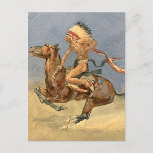Frederic Remington Westerse Kunst “Pony War Dance” Briefkaart (Voorkant)