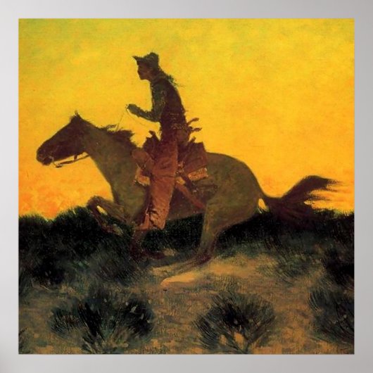 Frederic Remington Westerse Kunst “Tegen De Zonson Poster (Voorkant)