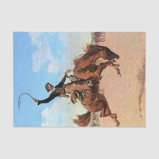 Frederic Remington Westerse Kunst “The Buck Jumper Tissuepapier (Voorkant)