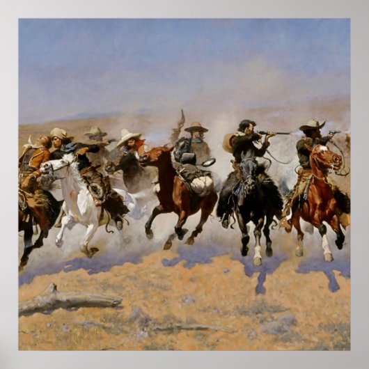 Frederic Remington Westerse Kunst “Vlug naar het H Poster (Voorkant)