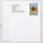 Frederic Remington's The Cowboy (1902) Briefhoofd Sjabloon (Voorkant / Achterkant)