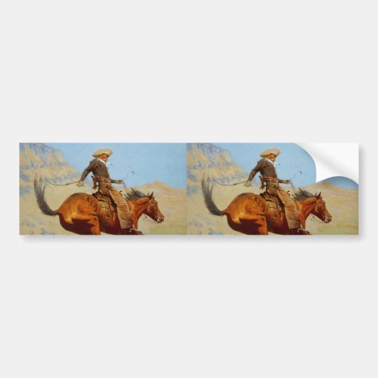 Frederic Remington's The Cowboy (1902) Bumpersticker (Voorkant)