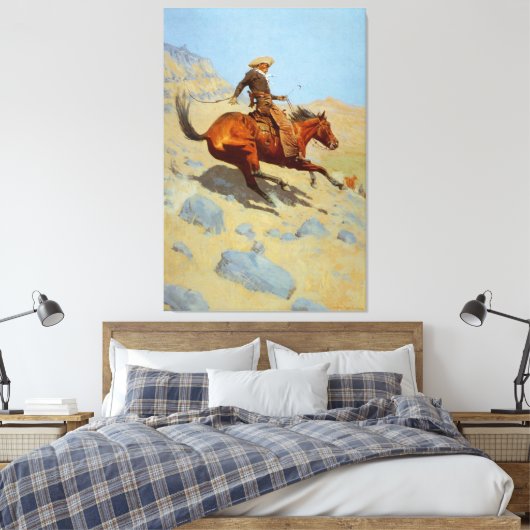 Frederic Remington's The Cowboy (1902) Canvas Afdruk (Insitu (Slaapkamer))
