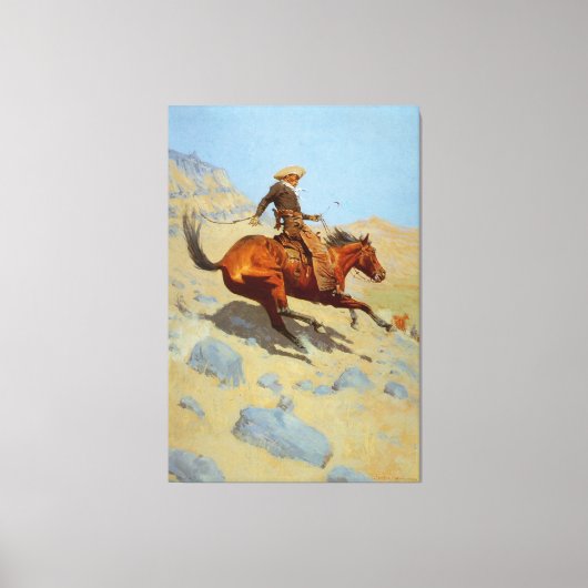 Frederic Remington's The Cowboy (1902) Canvas Afdruk (Voorkant)