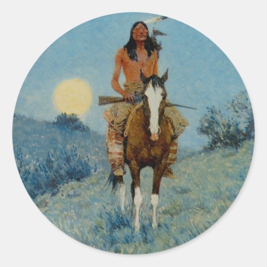 Frederic Remington's The Outlier 1909 Ronde Sticker (Voorkant)