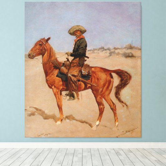 Frederic Remington's The Puncher (1895) Canvas Afdruk (Insitu (Houten vloer))