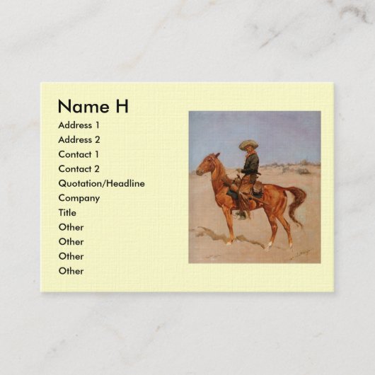 Frederic Remington's The Puncher (1895) Visitekaartje (Voorkant)