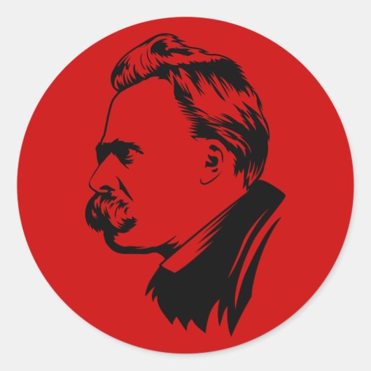 Frederich Nietzsche Portrait Ronde Sticker (Voorkant)