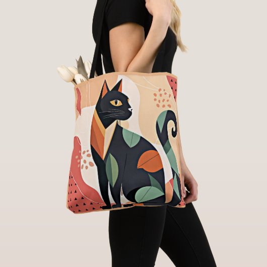 Frederick de Kat, boho chic kleurrijk kunstwerk, Tote Bag (Dichtbij)