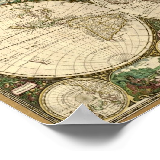 Frederick de Wit 1660 Map of the World Poster (Hoek)