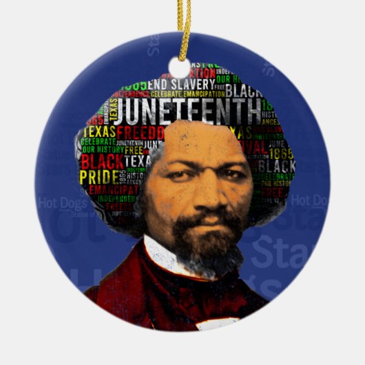 Frederick Douglass c1860s, Juneteenth Word Cloud Keramisch Ornament (Voorkant)