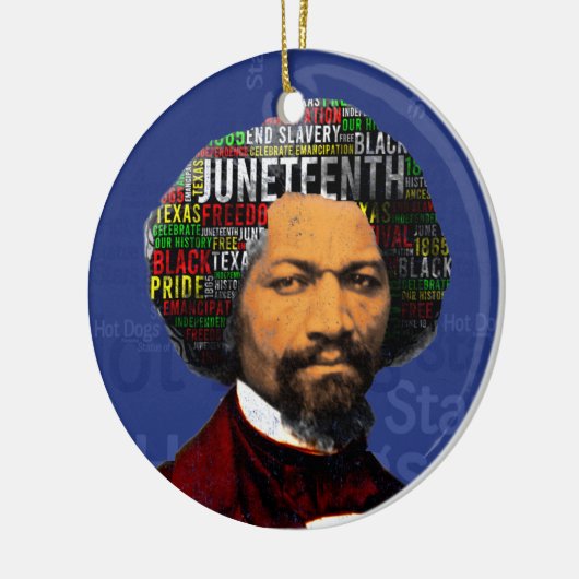 Frederick Douglass c1860s, Juneteenth Word Cloud Keramisch Ornament (Links)