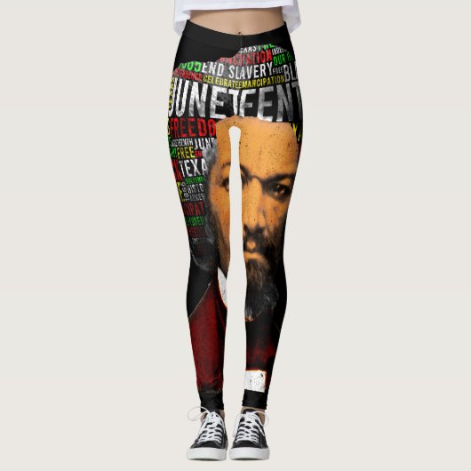Frederick Douglass c1860s, Juneteenth Word Cloud Leggings (Voorkant)