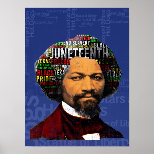 Frederick Douglass c1860s, Juneteenth Word Cloud Poster (Voorkant)