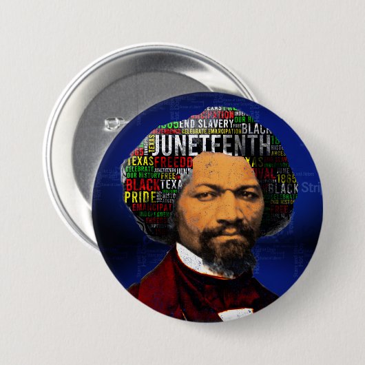 Frederick Douglass c1860s, Juneteenth Word Cloud Ronde Button 7,6 Cm (Voorkant /achterkant)