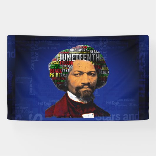 Frederick Douglass c1860s, Juneteenth Word Cloud Spandoek (Horizontaal)