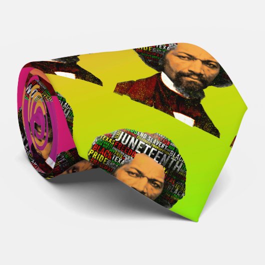 Frederick Douglass c1860s, Juneteenth Word Cloud Stropdas (Opgerold)