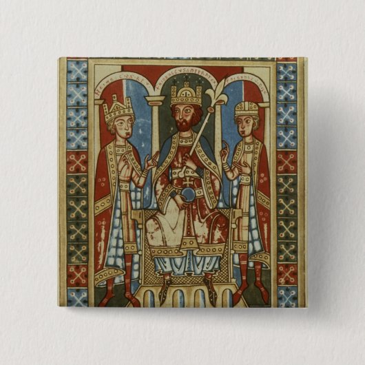 Frederick ik met zijn twee zonen vierkante button 5,1 cm (Voorkant)