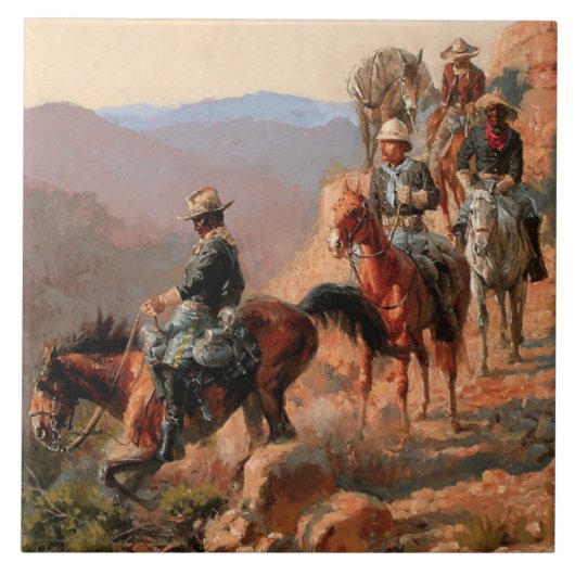 Frederick Remington "Met de 10e Cavalerie" Tegeltje (Voorkant)