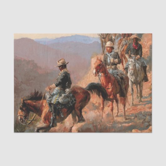 Frederick Remington “Met de 10e Cavalerie” Tissuepapier (Voorkant)