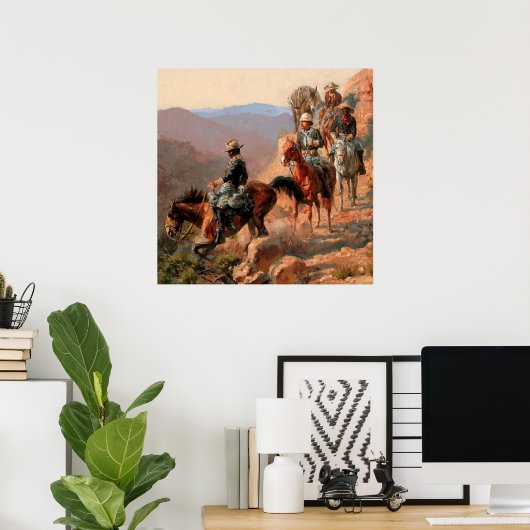 Frederick Remington "Met de 10e Cavalry" Poster (Thuiskantoor)