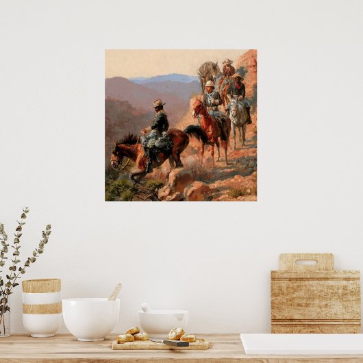 Frederick Remington "Met de 10e Cavalry" Poster (Keuken)
